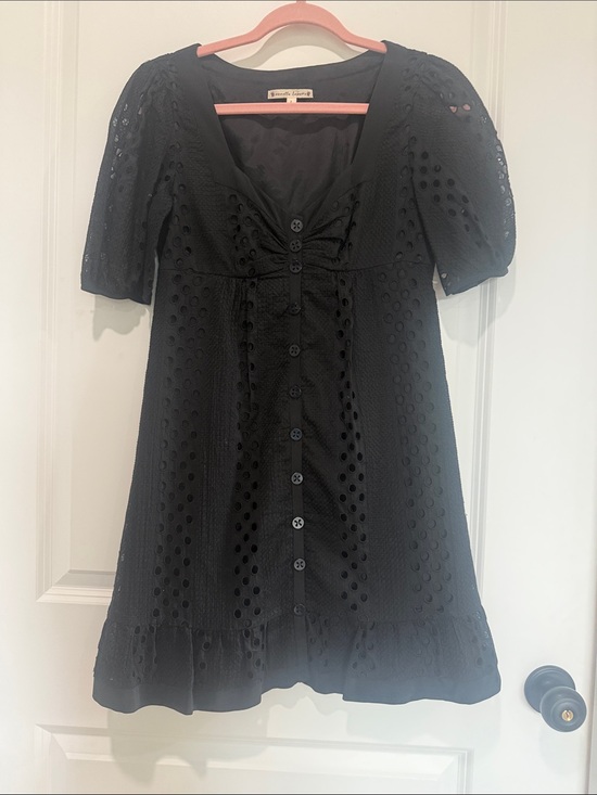 Nanette Lepore Dresses & Skirts - Nanette Lepore Black Eyelet Button-Front Mini Dress
